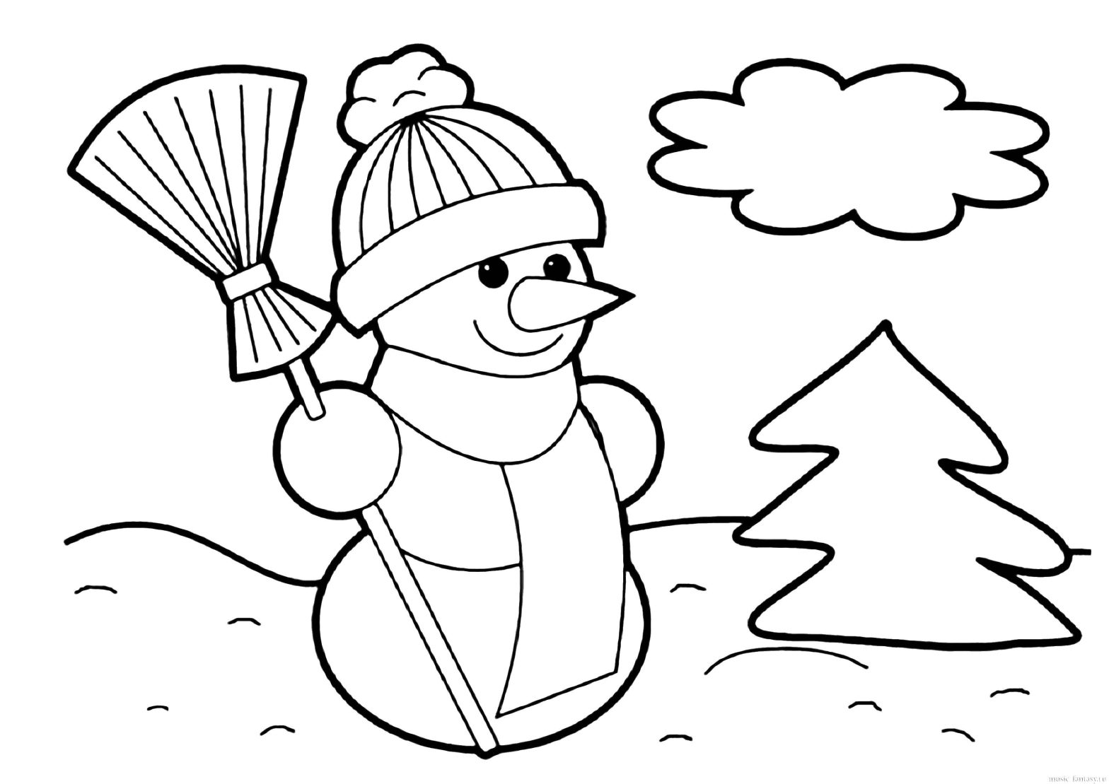 Раскраска снег снеговик (снег, снеговик, занятия)