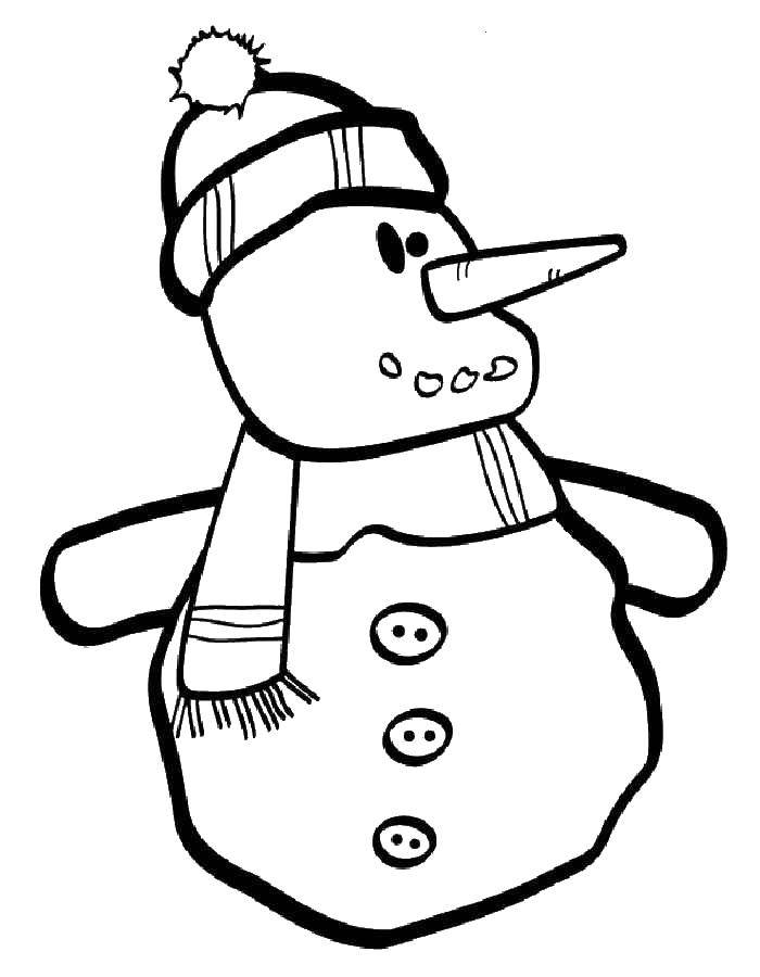 Раскраски снеговик для малышей (снеговик)