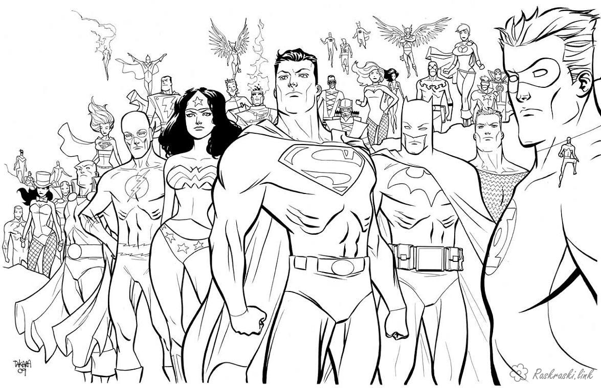 Раскраска с супергероями DC Comics для мальчиков (супергерои)