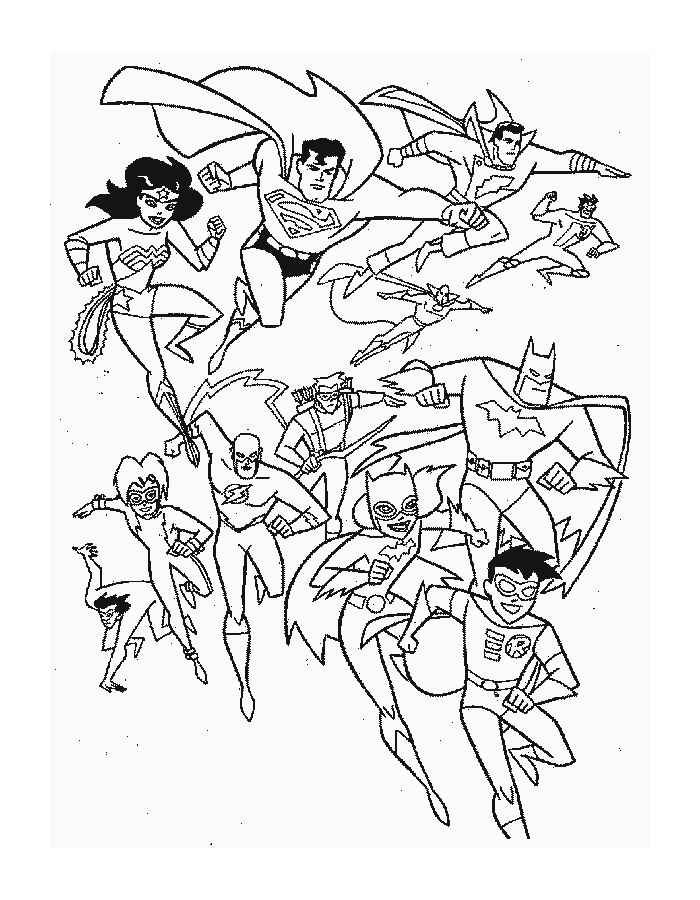 Раскраски с супергероями вселенной DC для мальчиков