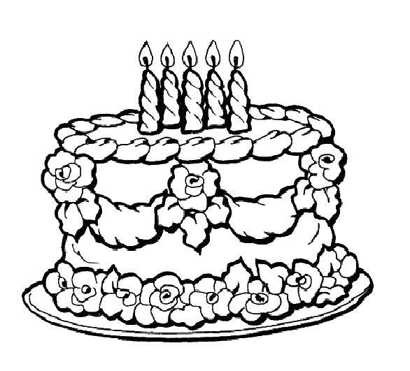 Раскрашенный торт с яркими свечами (торты, свечи, веселье, радость)