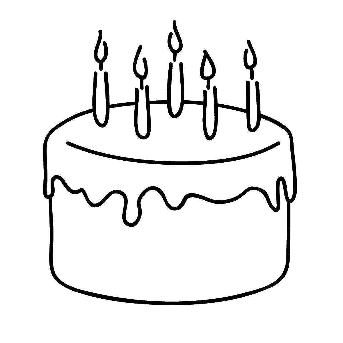 Раскраска торта и свечек для детей (торт, свечки, развивающие)