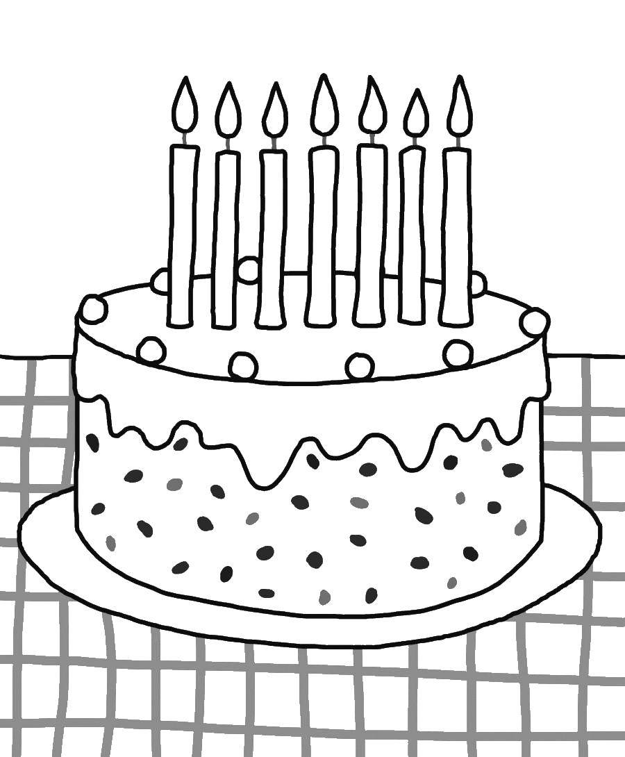 Раскрашенный торт со свечками (торт, праздник)