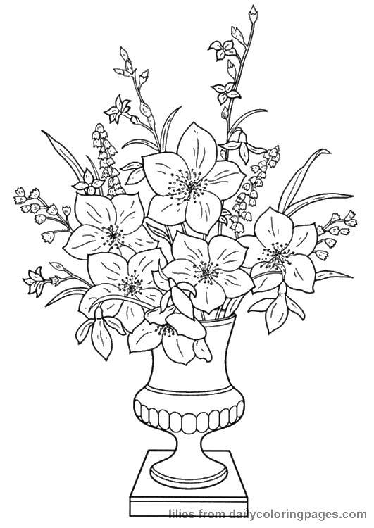 Раскраска цветов, букета и вазы для детей (ваза)