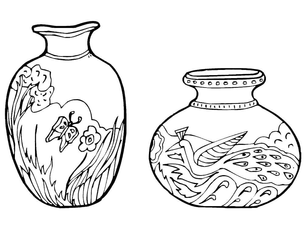Раскраска вазы - развивающая раскраска для девочек (вазы, рисунки)