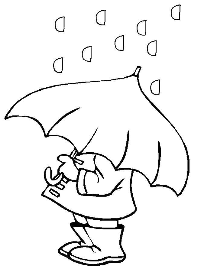Раскраска с зонтом для девочек под весенний дождь (зонт)