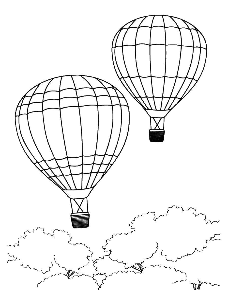 Раскраска летательные аппараты воздушный шар для детей