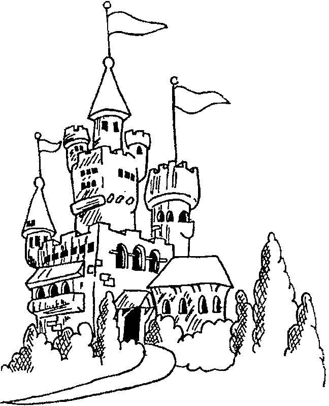 Раскраска дома и замка для детей (дома, замок)