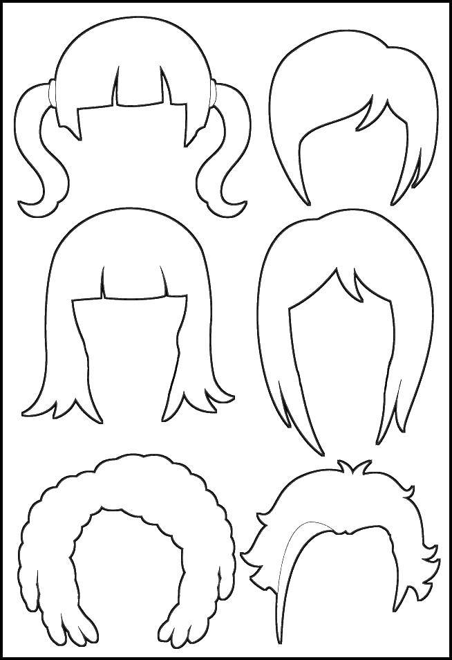 Раскраска с контурами волос прически для детей (прически)