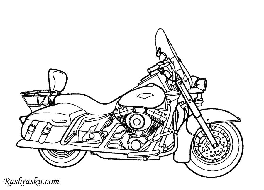 Раскраска Мотоцикл для мальчиков (Мотоцикл, внимательность)