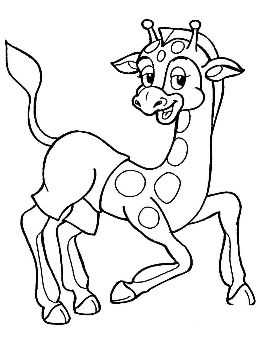 Раскраска дикого животного жирафа (дикие, животные, жираф)