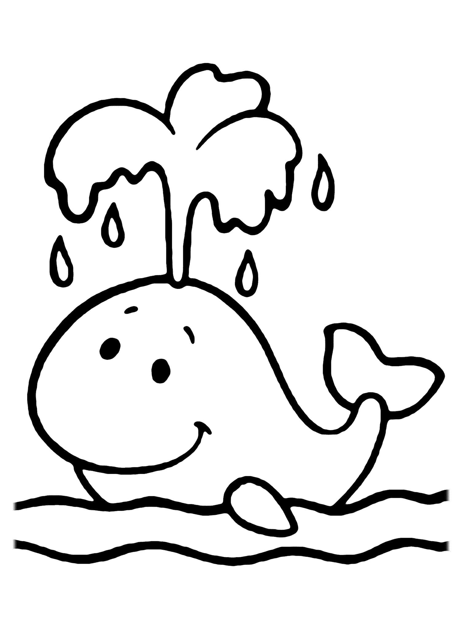 Раскраска морского животного Кит для детей (Кит)