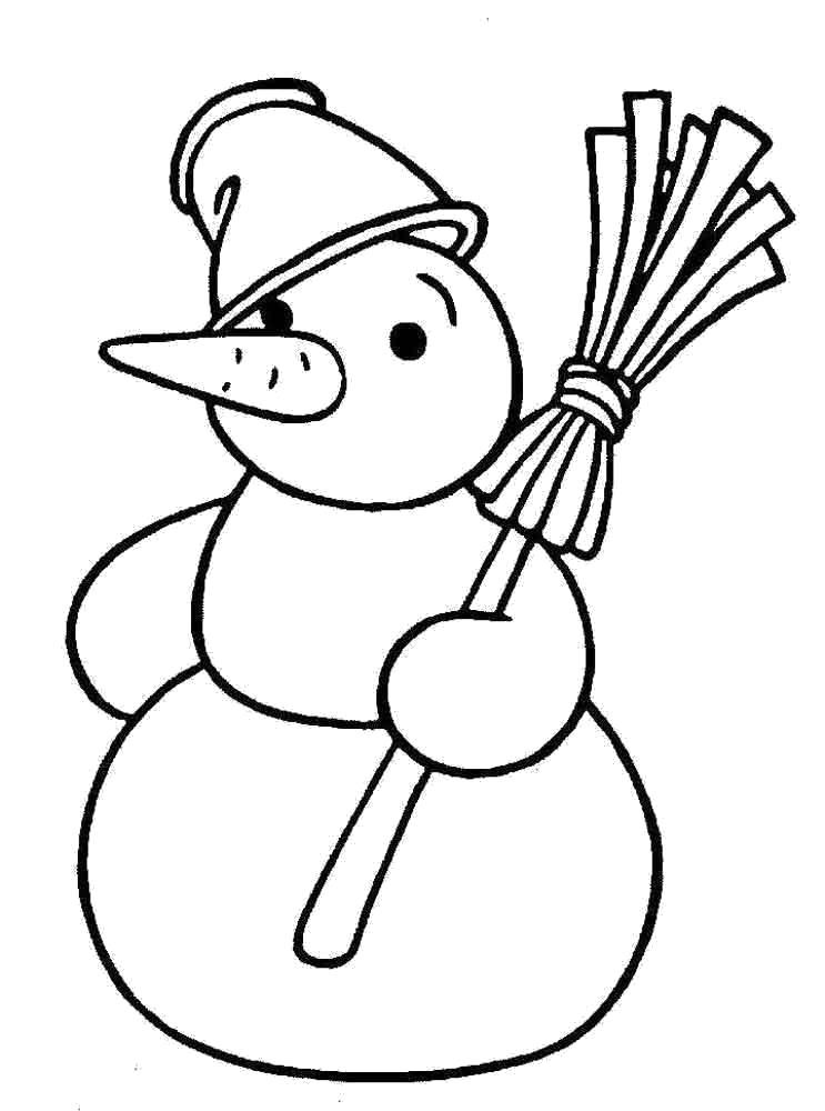 Раскраска с изображением снеговика на зимней пейзажной фоне (зима, снеговик)